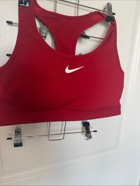 Nike Red Racerback Sports Bra with White Swoosh